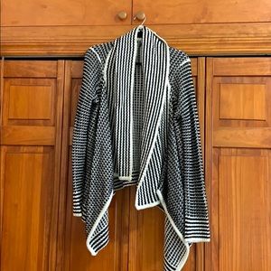 Tobi black and white drape cardigan